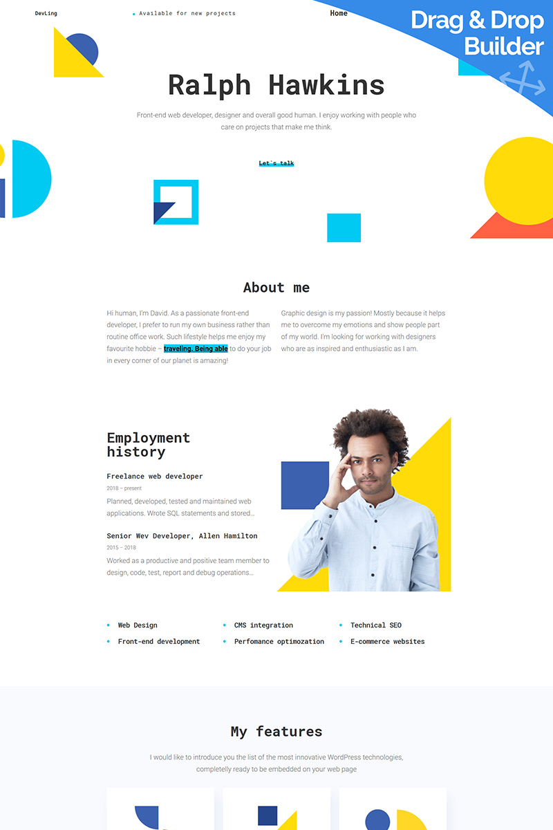 Responsywny szablon Moto CMS 3 Devling - Web Developer Portfolio #96826 - zrzut ekranu