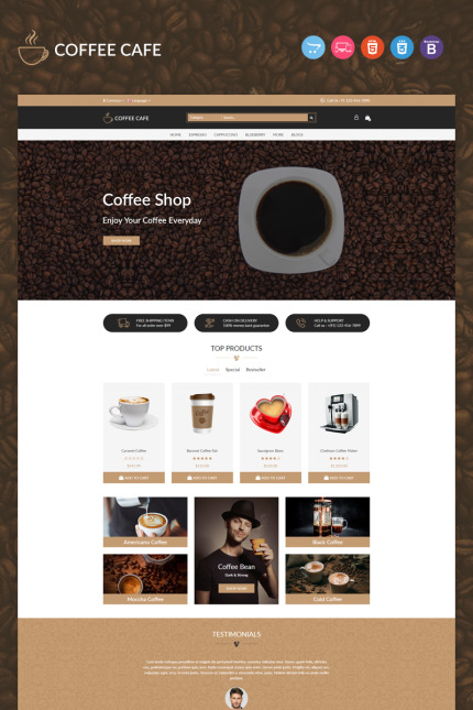 Template #96973 Coffee Cafe Webdesign Template - Logo template Preview