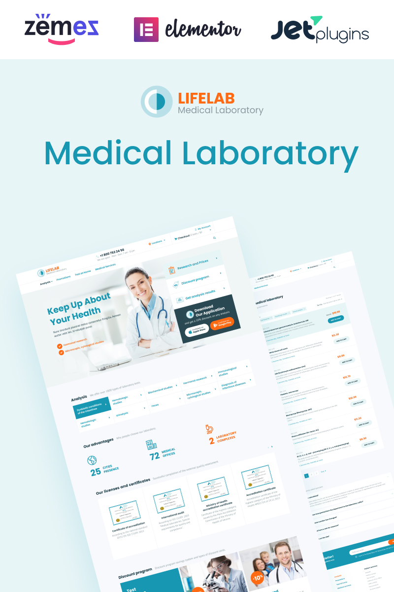 LifeLab - Medical Laboratory WordPress Theme - screenshot