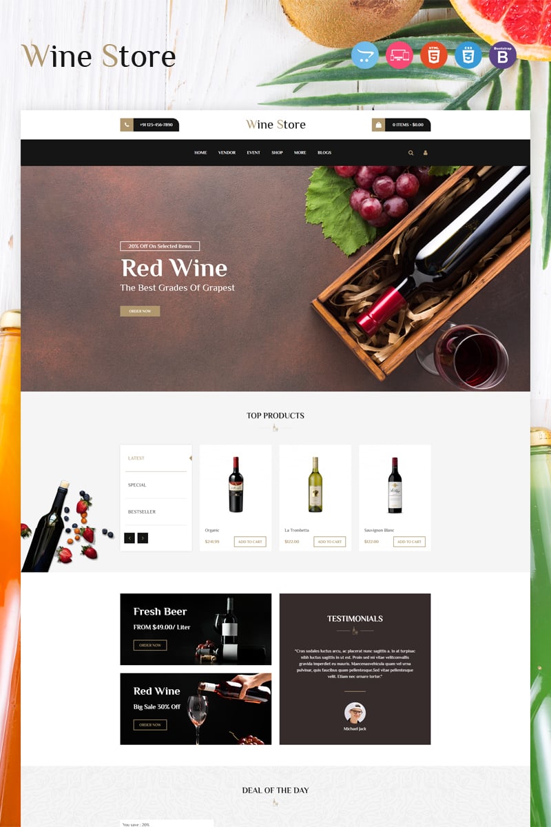 Responsywny szablon OpenCart Wine #97014