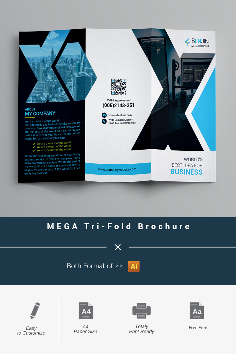 MEGA Tri-Fold Brochure - Corporate Identity Template