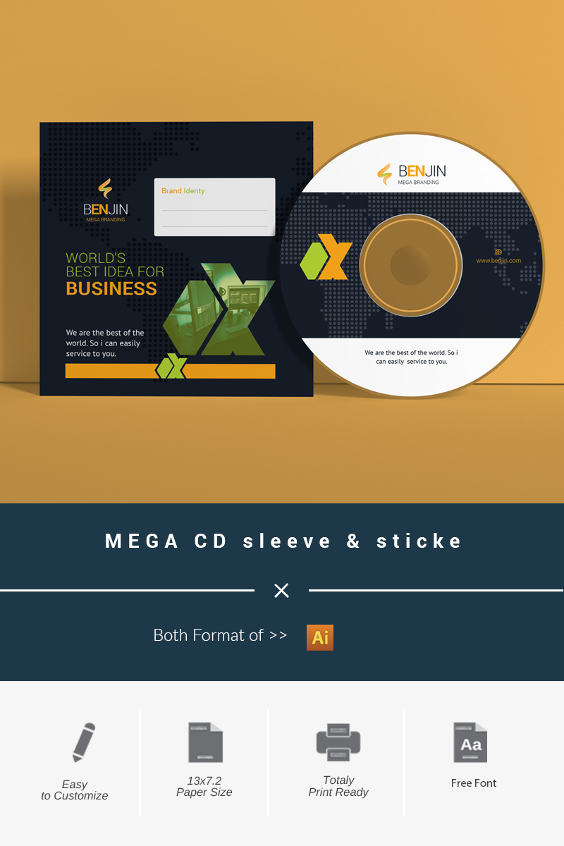 MEGA CD sleeve & sticke - Corporate Identity Template