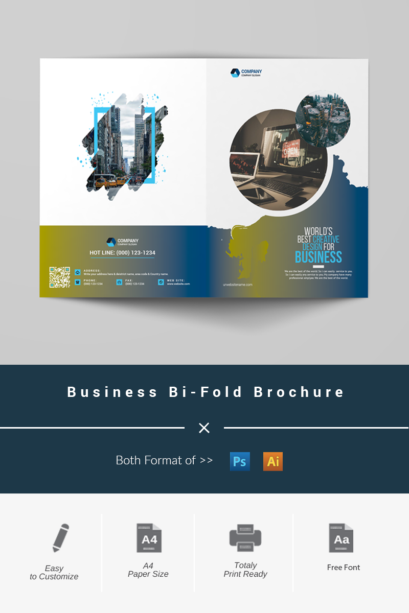 Business Bi-Fold Brochure - Corporate Identity Template