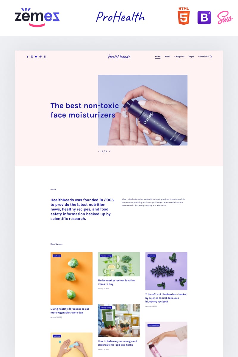 HealthReads - Healthy Living Website Template