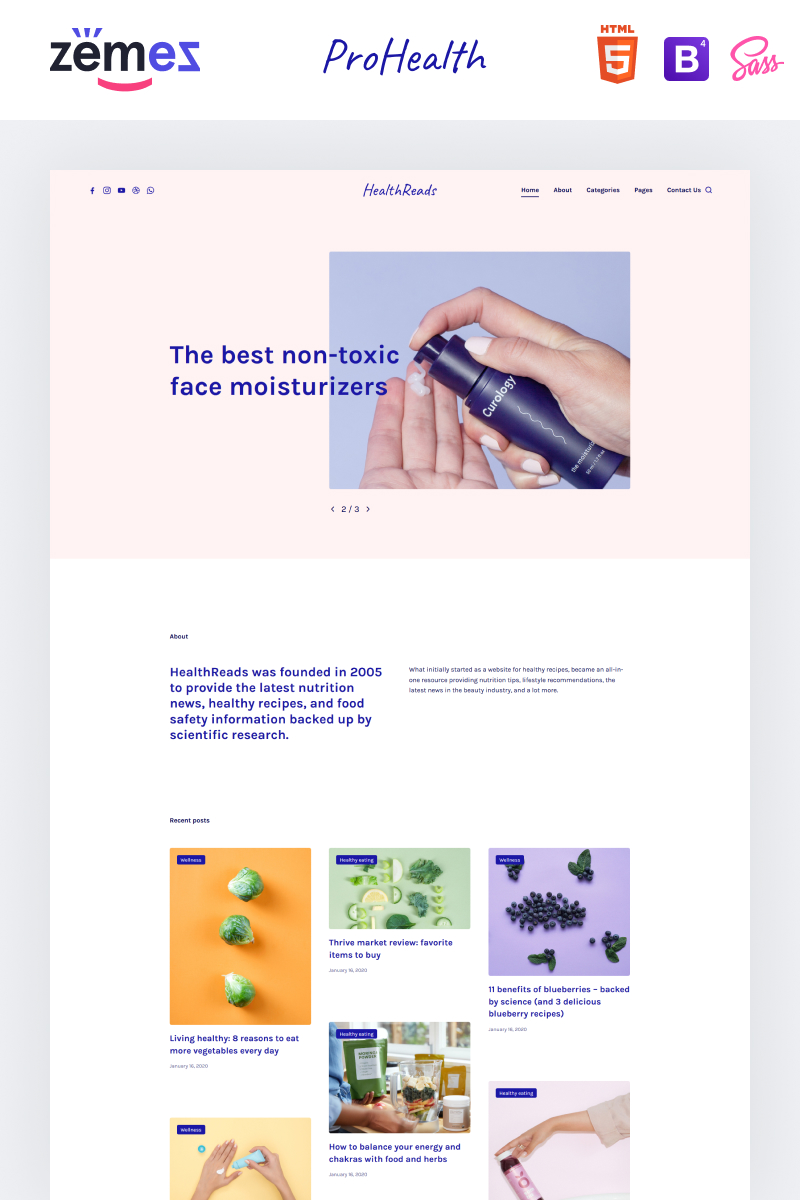 Plantilla Web "HealthReads - Healthy Living" #97205 - captura de pantalla