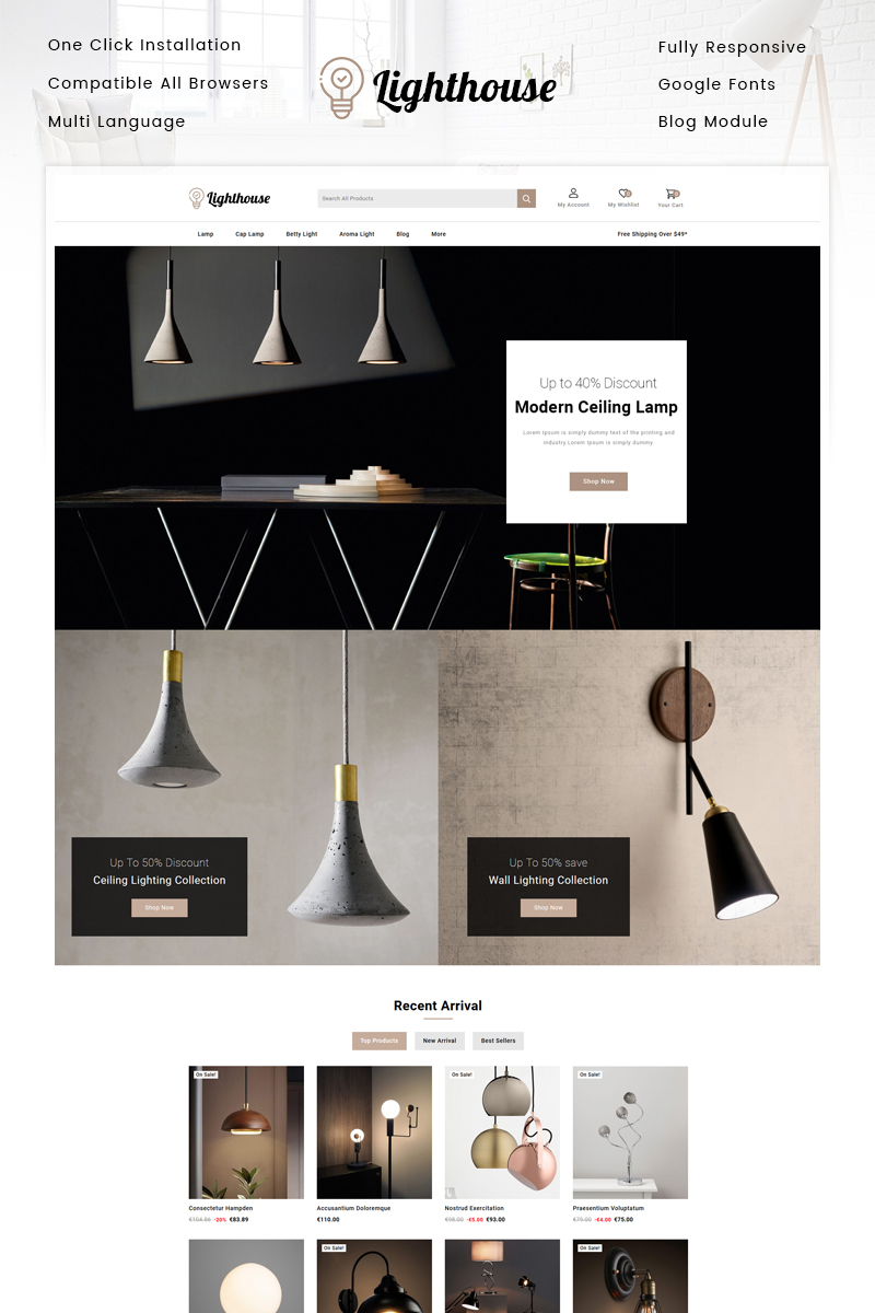Responsive LightHouse - Lighting Store Prestashop #97207 - Ekran resmi