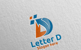 Digital Letter D Design 1 Logo Template