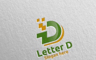Digital Letter D Design 7 Logo Template