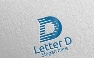 Digital Letter D Design 9 Logo Template