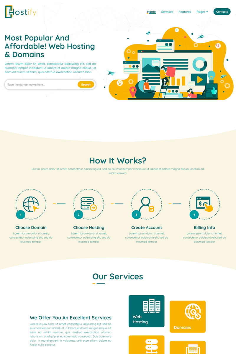Hostify - Hosting and Domain Names Responsive HTML5 Website Template