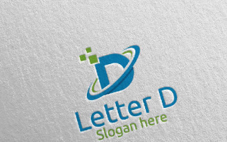 Letter D for Digital Marketing Financial 74 Logo Template