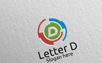Letter D for Digital Marketing Financial 77 Logo Template