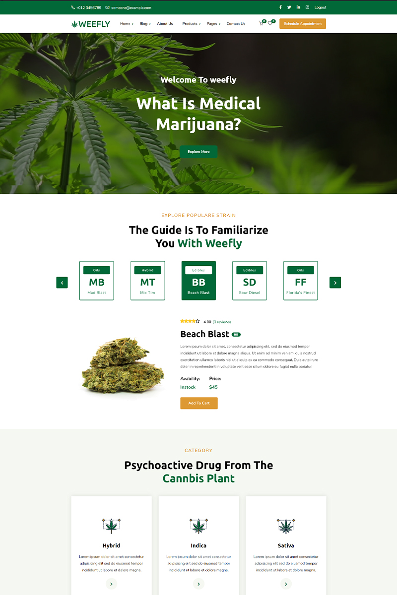 Tema De WordPress "Weefly | Medical Cannabis & Marijuana" #97395