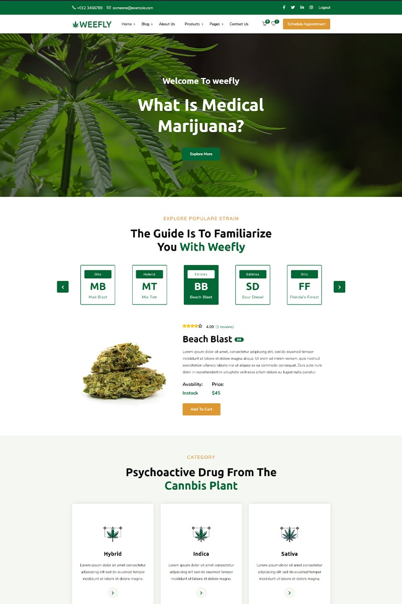 "Weefly | Medical Cannabis" thème WordPress adaptatif #97395