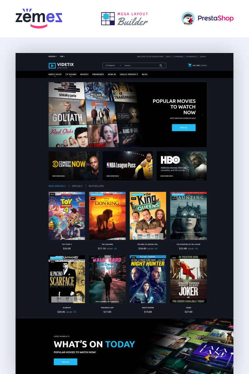 Responsywny szablon PrestaShop Videtix - Movies Online Store Template #97503