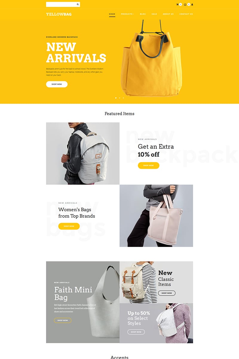 YellowBag - Backpacks Store MotoCMS Ecommerce Template