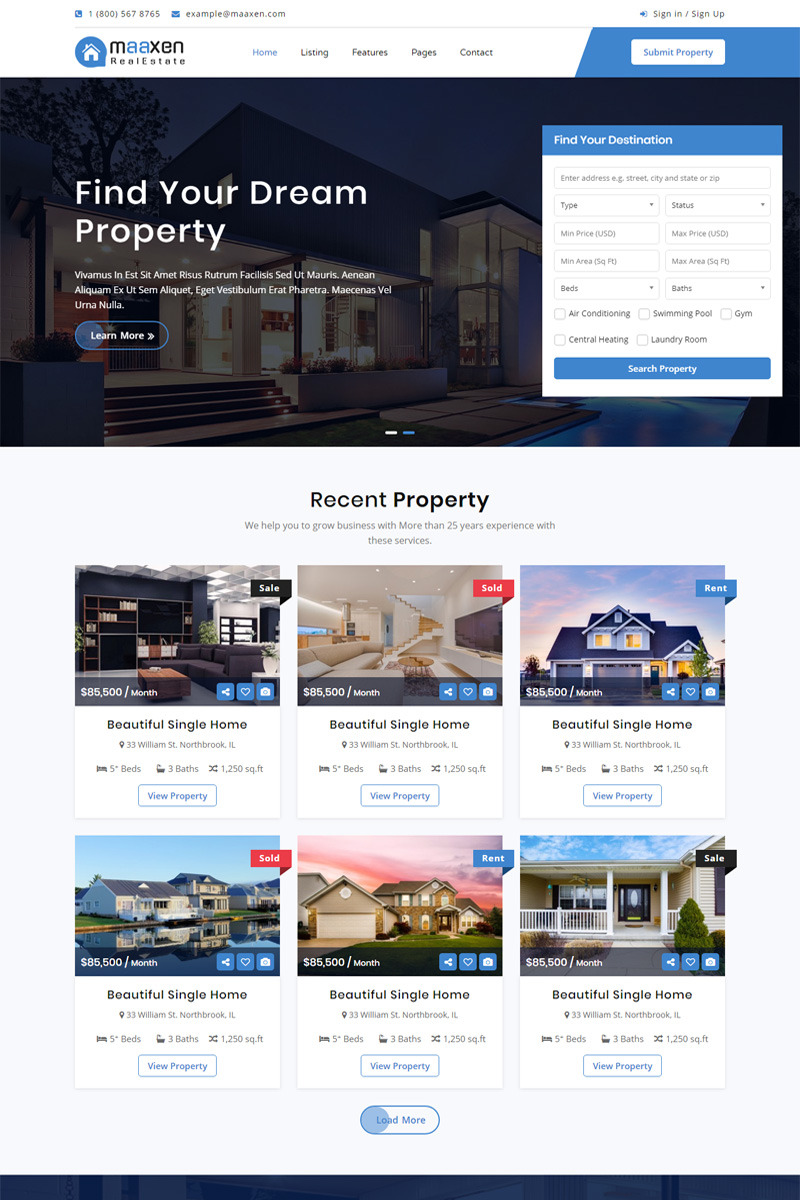 Real estate websites templates on Behance