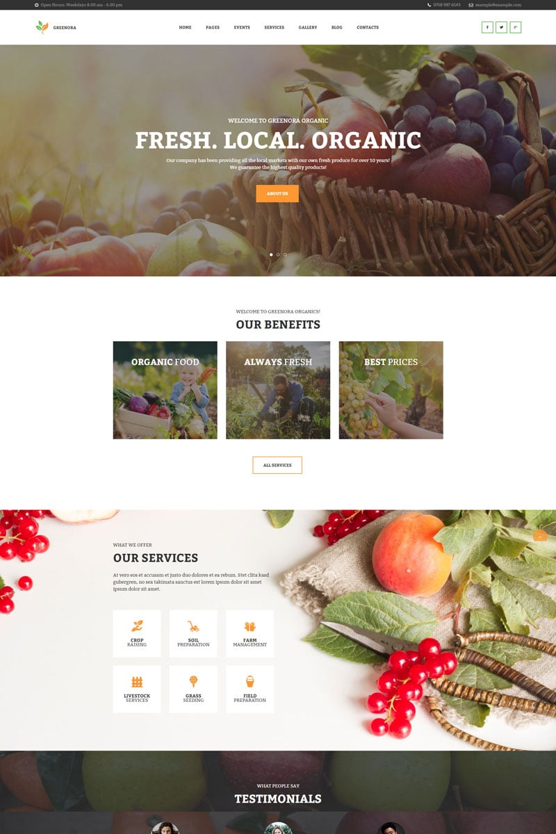 Tema De WordPress "Greenora - Organic Farming Agriculture" #97754