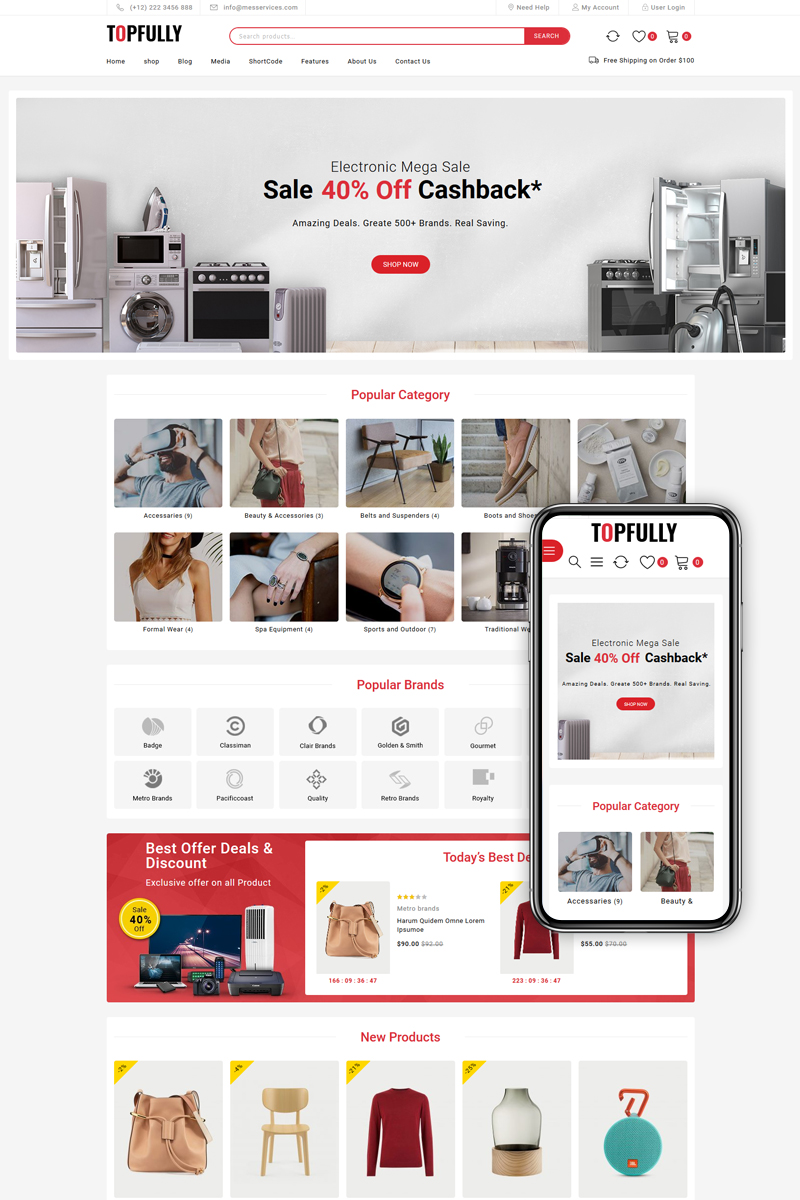 "TopFully - Multipurpose" - адаптивний WooCommerce шаблон №97871