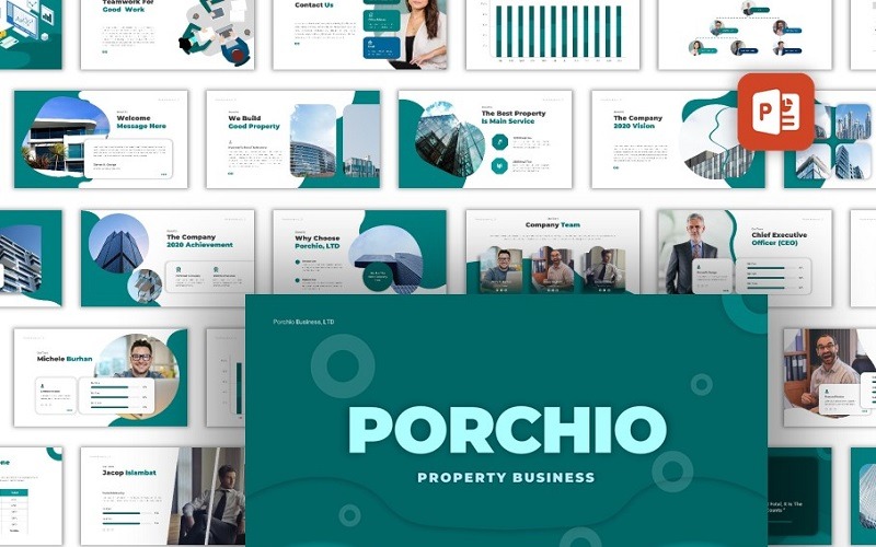 Porchio - Property Business PowerPoint template PowerPoint Template
