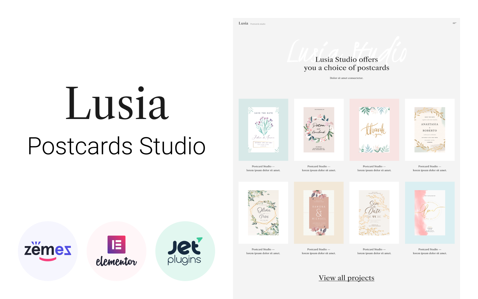 Modello WordPress Responsive #98030 "Lusia - Card Design Website"