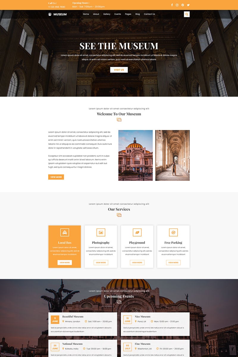Plantilla PSD "Museum and Exhibition website" #98139