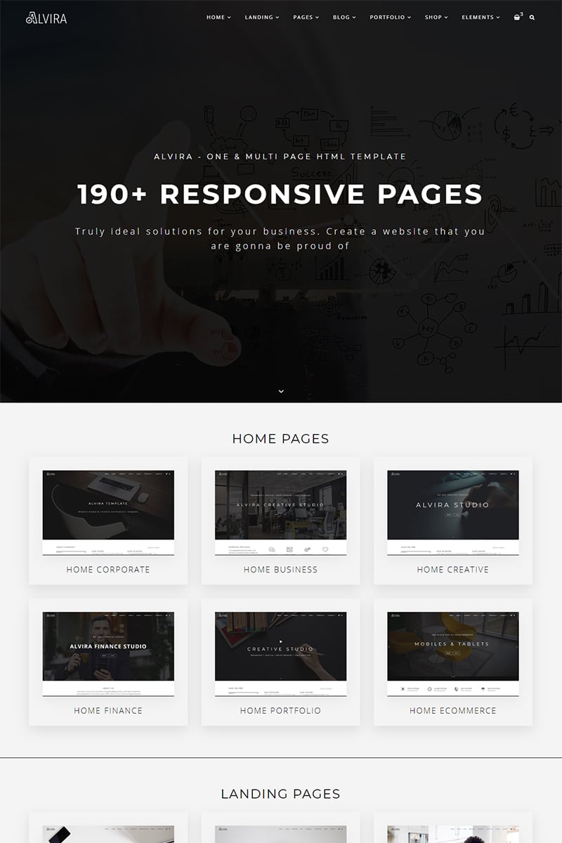 "Alvira - One and Multi Page HTML" modèle web adaptatif #98276