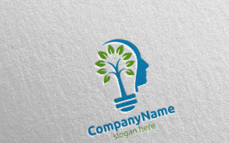 Creative Brain Tree Idea Logo Template