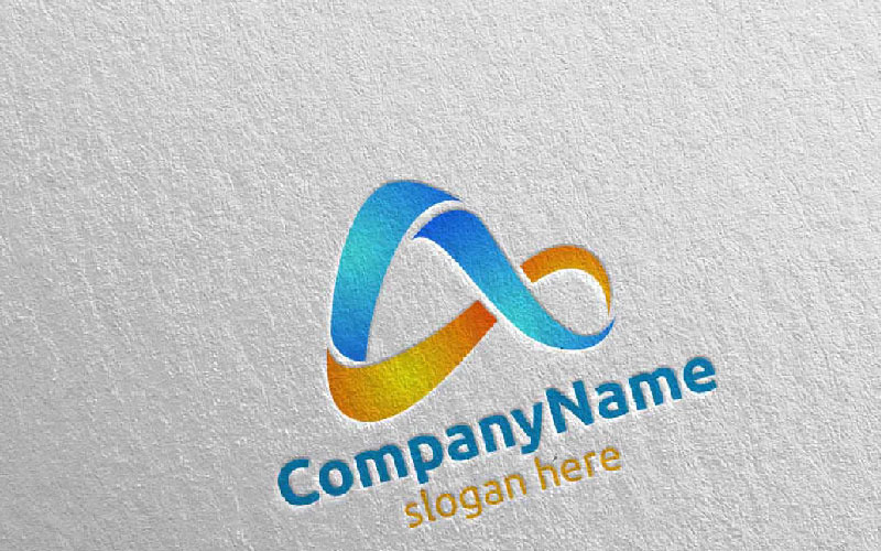 Digital Letter A Design Logo Template