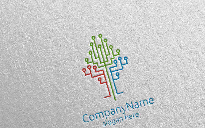 Technology with Tree electronic Logo Template