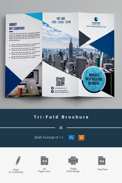 Template #98352 Blue Brochure Webdesign Template - Logo template Preview