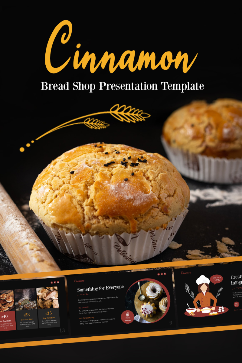 Cinnamon Bakery Shop Presentation Fully Animated PowerPoint template