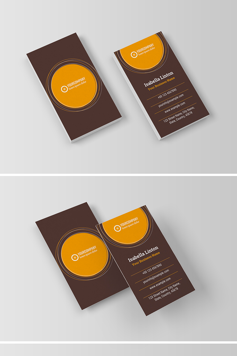 Business Card Layout with Orange Elements - Corporate Identity Template