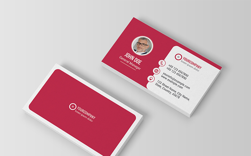 Business Card Layout with Blue and Red Accents - Corporate Identity Template