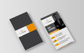 Business Card Layout with Yellow and Orange Accents