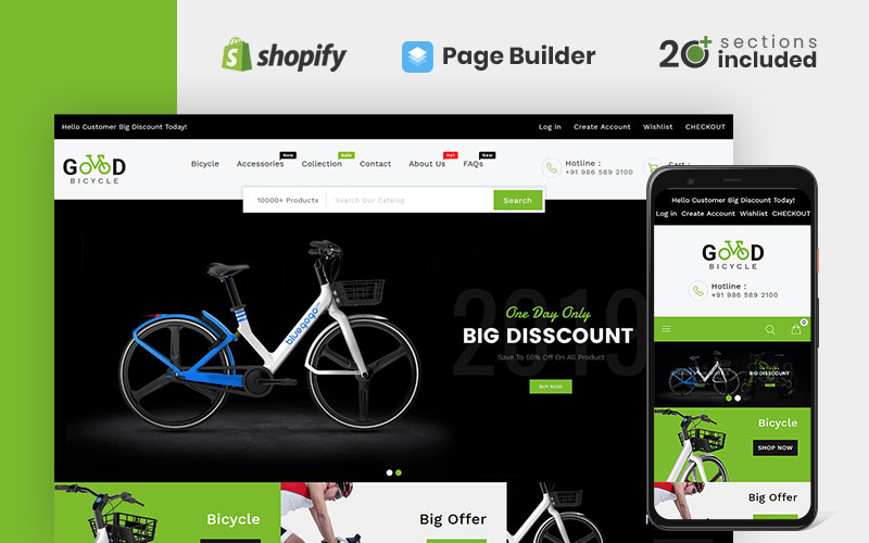 "Good Bikes & Bicycle Store" - адаптивний Shopify шаблон №98485