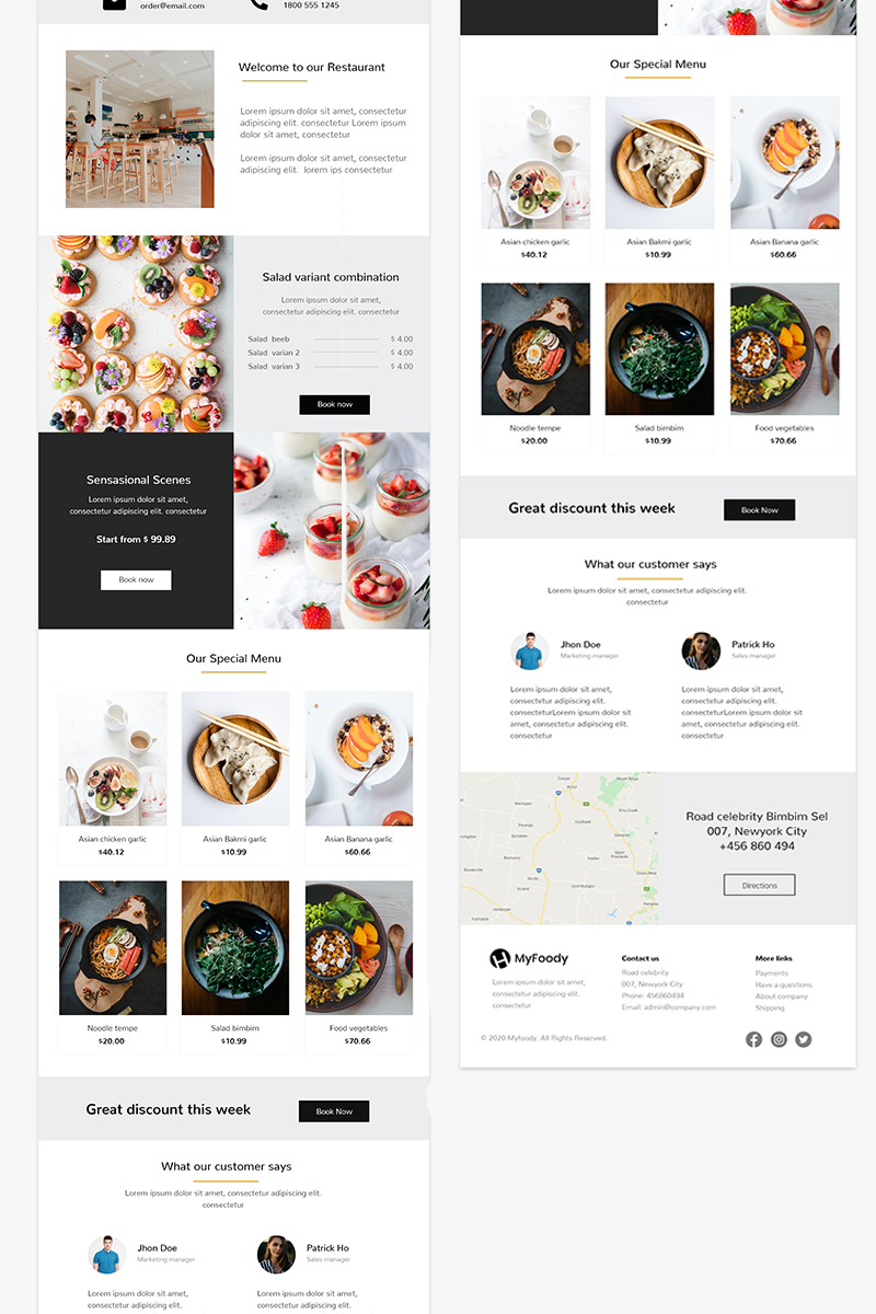 Newsletter Vorlage namens "MyFoody - Responsive Restaurant" #98409