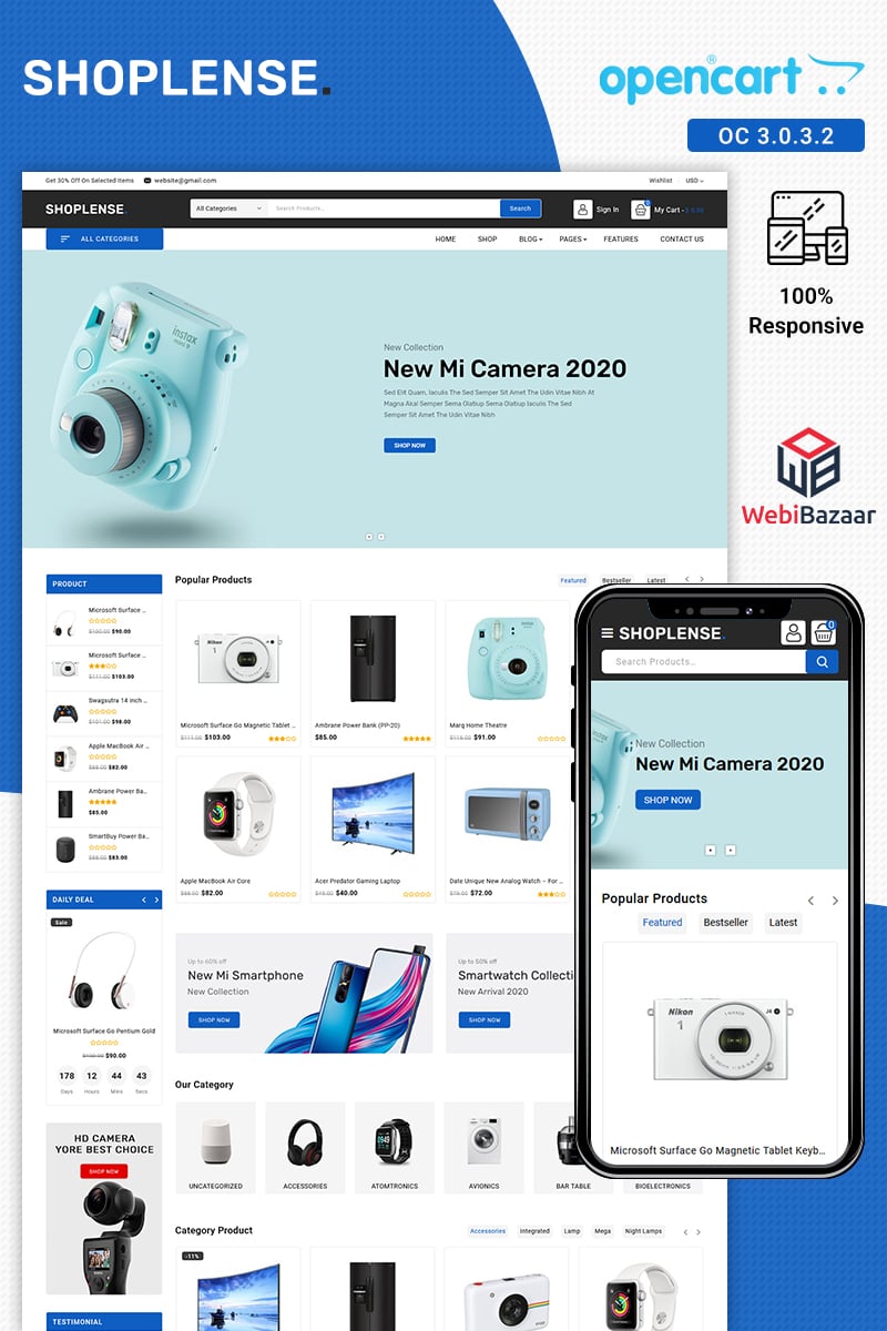 Shoplense - Electronics Premium OpenCart Template - screenshot