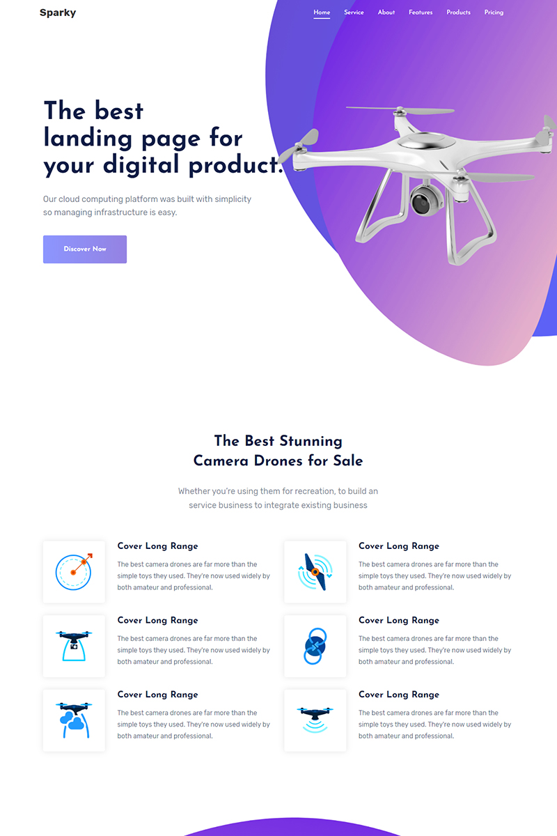 Sparky - Drone Product Landing Page Template