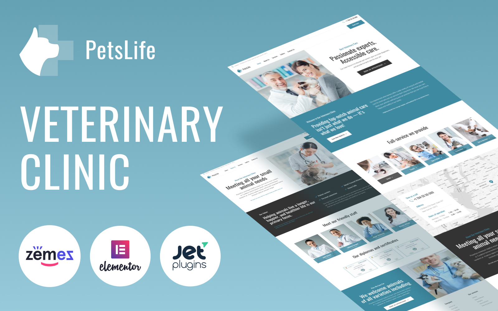 WordPress Theme namens "PetsLife - Responsive Veterinarian" #98490