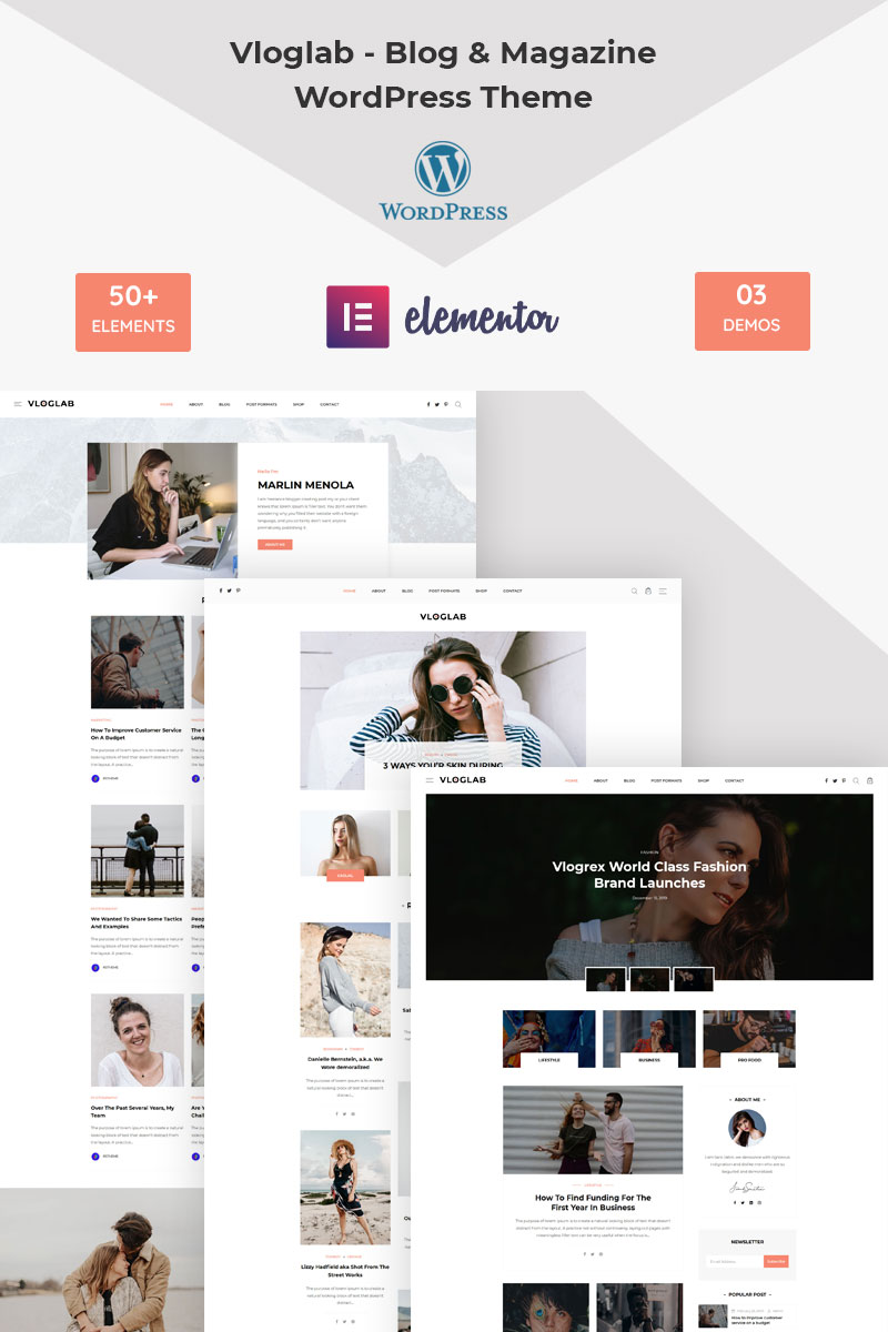 WordPress Theme namens "Vloglab - Blog & Magazine" #98411