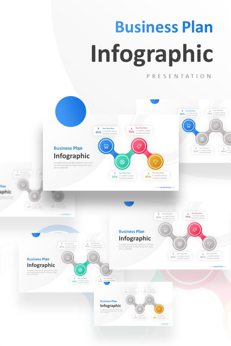4 Connected Circle Options Presentation PowerPoint template