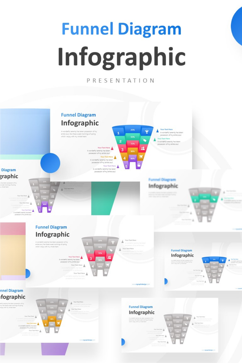 Cut-out 3D Funnel Diagram Presentation PowerPoint template