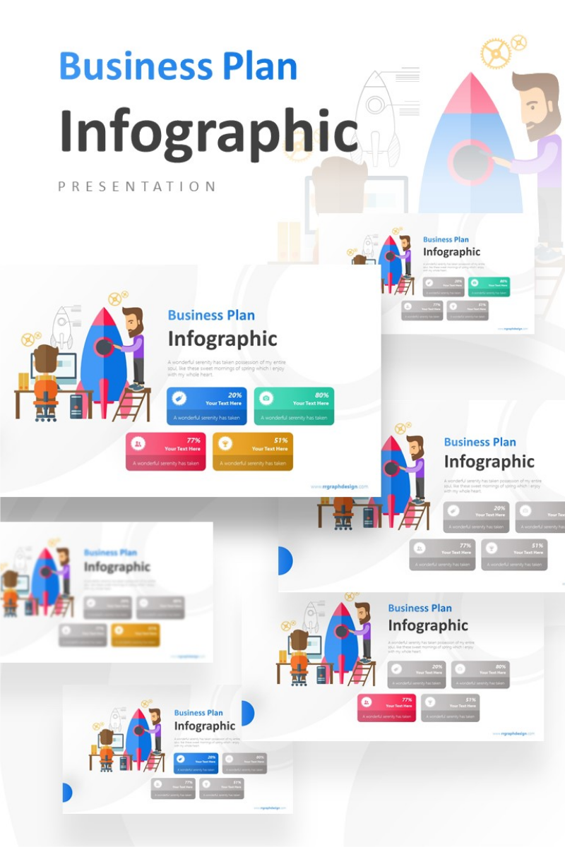 Designing Rocket with Four Creative Infographic PowerPoint template