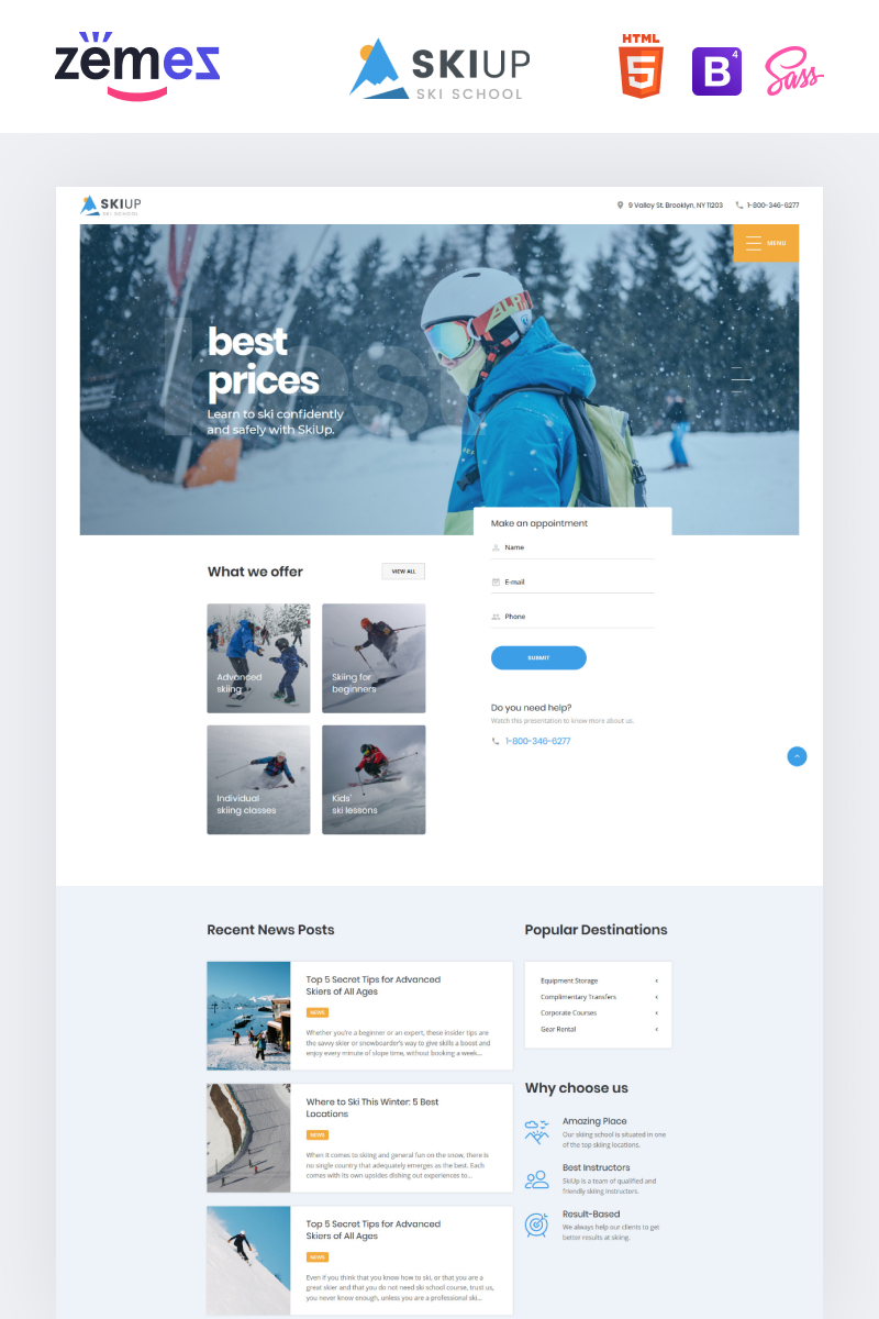 Plantilla Web "SkiUp - Responsive Ski School" #98665