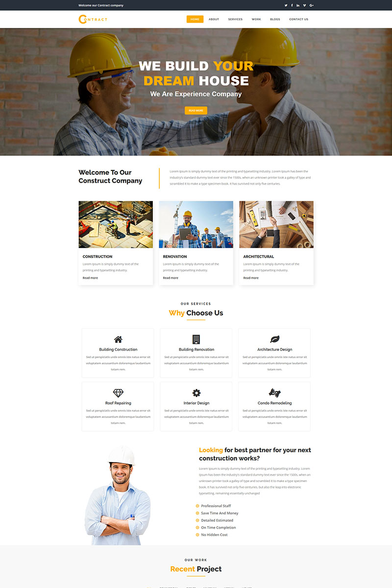 Reszponzív Contract - Construction Weboldal sablon 98637