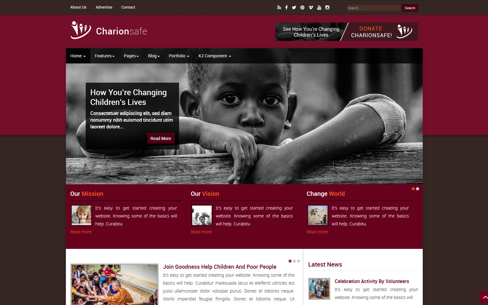 Responsywny szablon Joomla Charionsafe Charity #98742