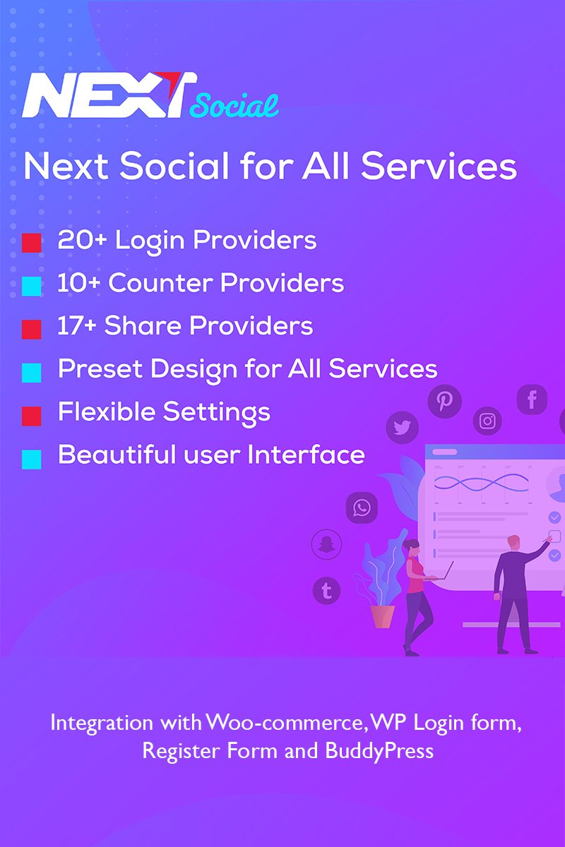 WordPress Plugin namens "Social Login / Share / Counter - Next Social" #98798 - Screenshot
