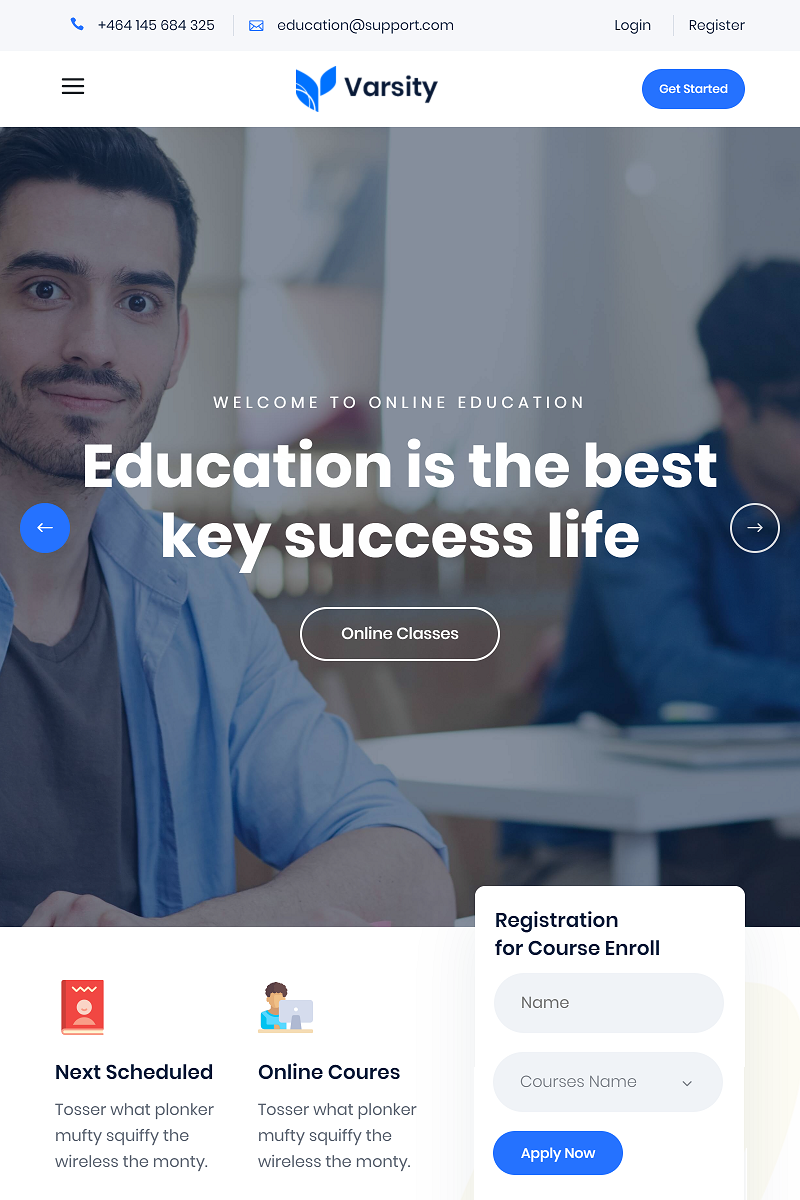 Varsity - School, College, University, LMS, and Online Course Educational HTML Website Template