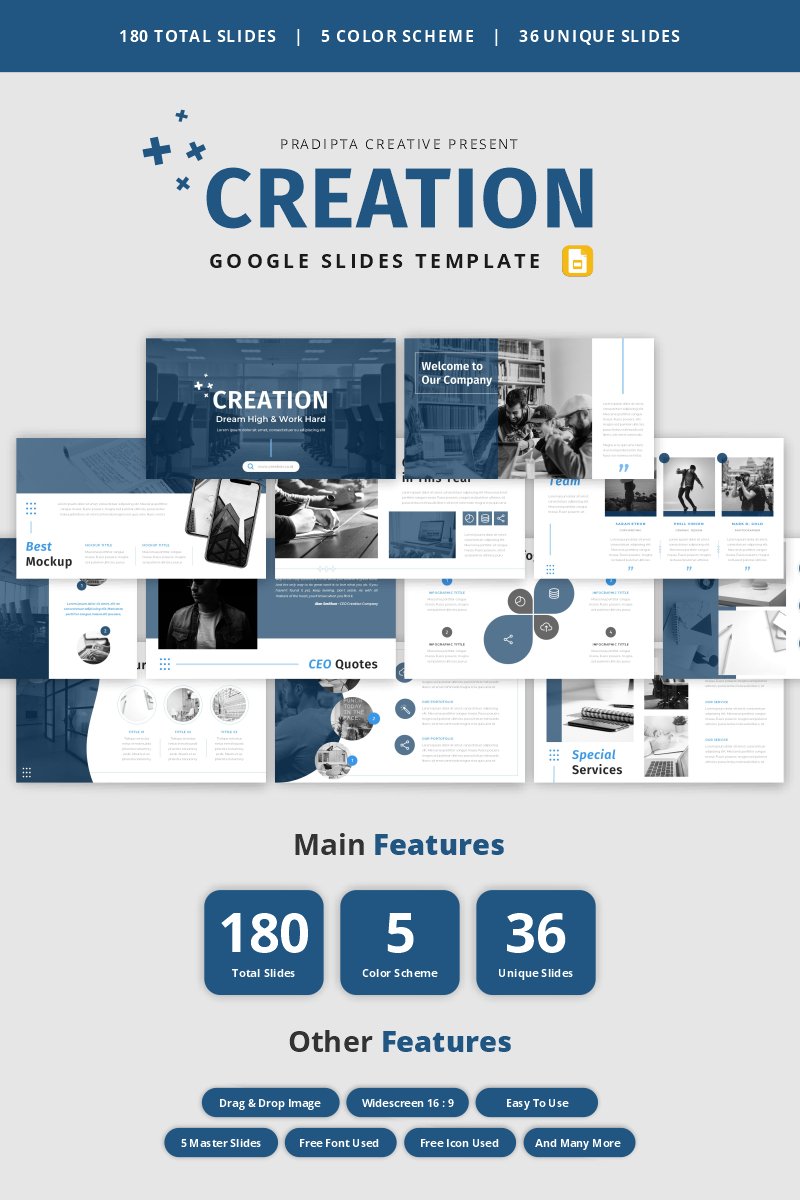 "Creation - Creative & Elegant Business Template Google Slides" Google Slides №98810
